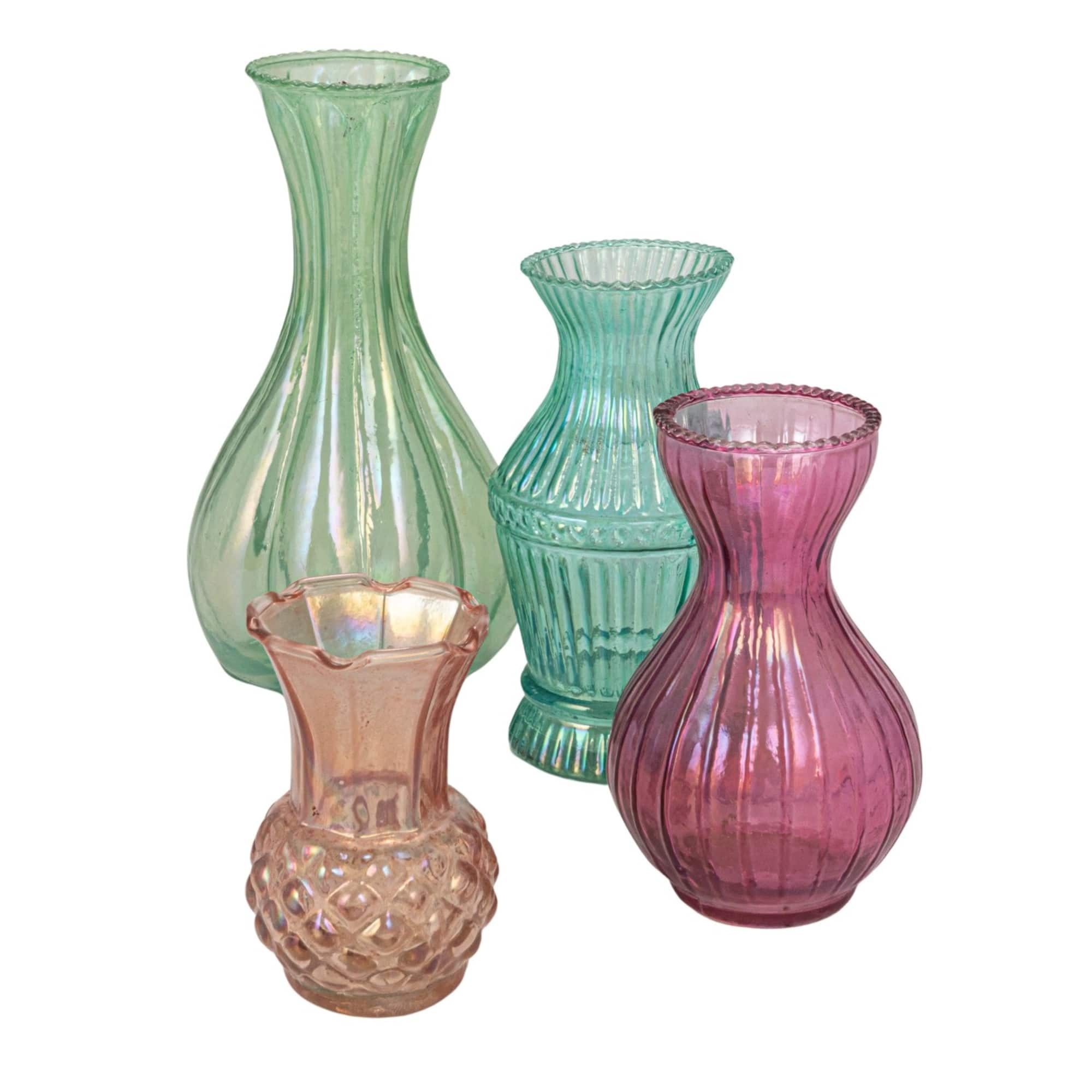 Hello Honey® Multicolor Debossed Reclaimed Glass Vase Set